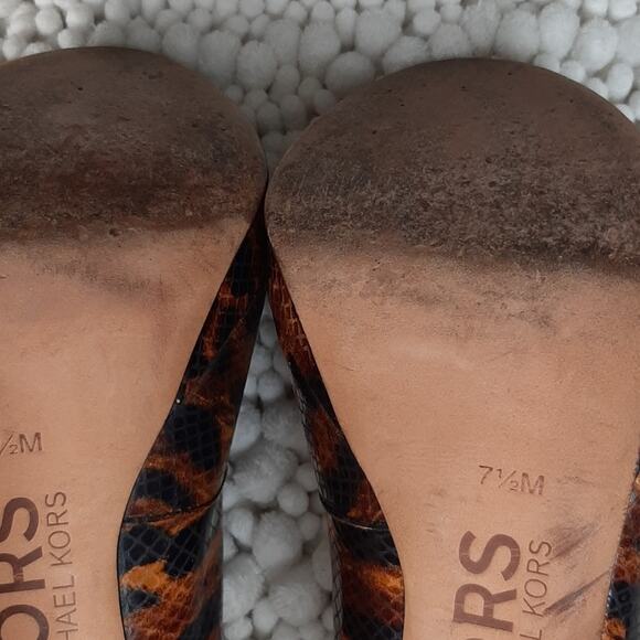 Michael Kors Flora Snake Open Toe Heels Sz 7.5 - Picture 9 of 11